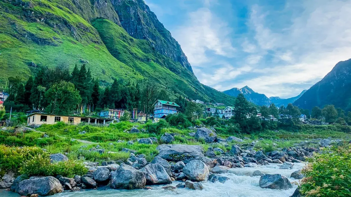Lachung village and river in North Sikkim